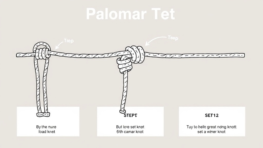 팔로마 매듭의 단계별 결속 과정을 보여주는 도식화된 이미지